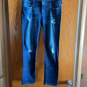 Mavi Distressed Emma Straight Leg Women's Jeans - Blue